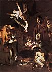 Caravaggio Nativity with St. Francis and St. Lawrence painting